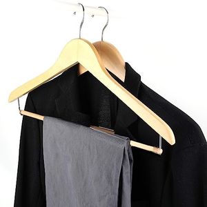 Hanger India's First Unique Design Wooden Hanger with Locking Bar for Clothes - Wardrobe, Coat, Sarees, Pants,Clothes Locking Bar Hanger (Set of 5)