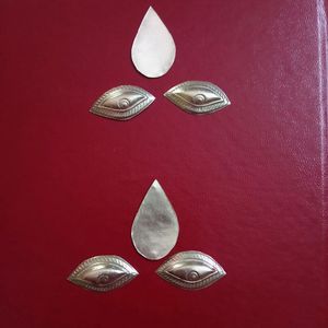 Silver Eyes And Bindi Set Of 2 For Devi Maa