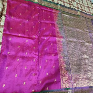 Pink And Green Silk Saree