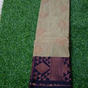 Biscuit Colour Saree Semi Jute Silk Rare Model