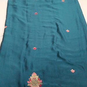 Green Plain Saree