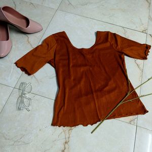 brown Crop Fancy Top