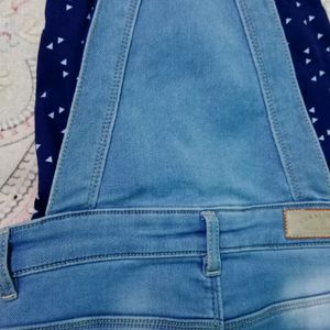 Blue Denim Teenage Girls Jumpsuit