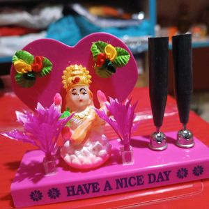 Pen Holder With Saraswati Maa Idol