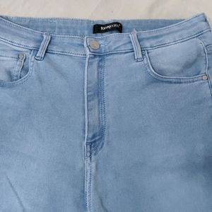 Ice Blue High Waist Skinny Fit Jeans For Women