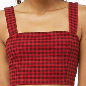 Red And Black Checks Crop Top