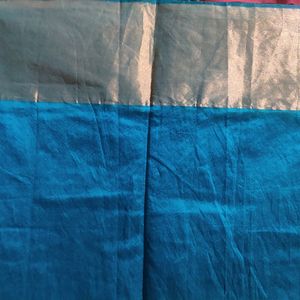 Festive Silk Sari Cyan Colour