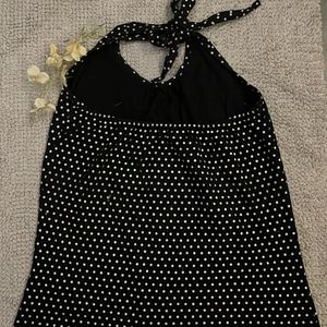 Black Polka Dots Halter Neck Top