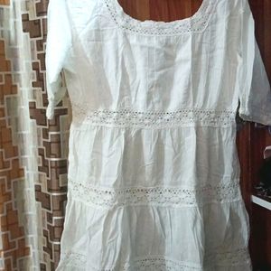 White Cotton Dress With Pure Fabric