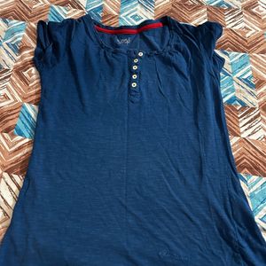 Navy Blue Buttoned T-shirt