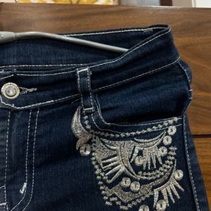 DARK BLUE EMBROIDERED JEAN