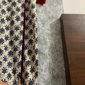 Off White Blue-red Detailed Long Kurta(xl)