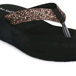 Black Flat Heel Slippers