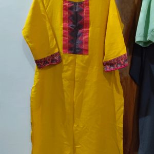 Yellow Kurti Set & Bluekurti