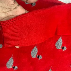 Red Swans Collar Sweater