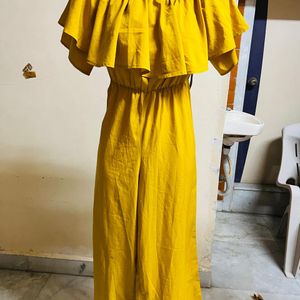 Korean Long Full Yellow Jumpsuit