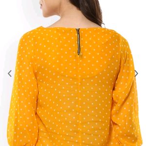 Mayra Yellow Printed blouson Top