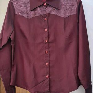 Maroon Shirt with Sequins Work