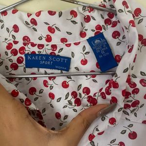 Authentic KarenScott 100%Cotton Cherry Print Shirt