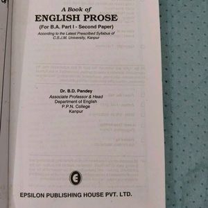 English Prose Textbook By BD Pandey