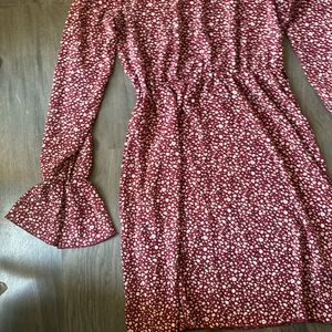 Red Ditsy Floral Dress