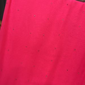 Pink Saree With Beaded Work