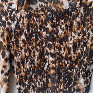 Tiger Print Crop Top For Girls