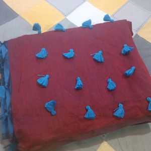 Cotton Blend Blue  Saree