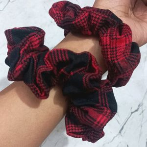 Red And Black Checkered Scrunchies Set Of 2