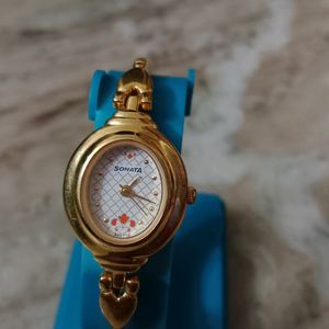 Sonata Golden Ladies Watch.