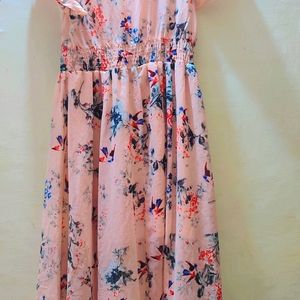 Light Peach Flower Dress For Girl