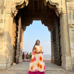 White Flower print Anarkali dress