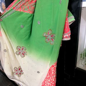 Saree With H Stone Work