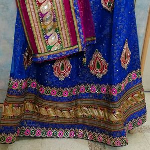 Embroidered Flared Lehenga With Dupatta