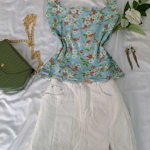 y2k Lettuce Hem Floral Top