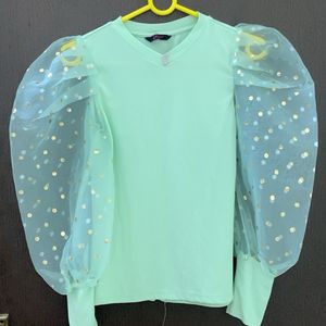 Trendy Green Blouse Top