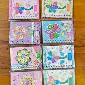 Set Of 8 Mini Spiral Notebook Printed Pages