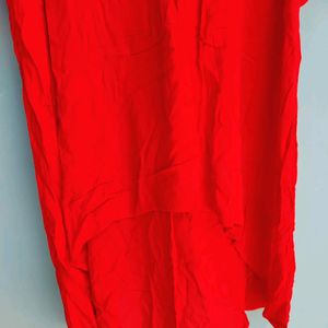 High Low Solid Red Long Tunic Top