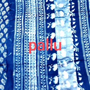 New Indigo Cotton Linen Saree