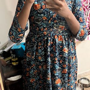 Front Slit Floral Kurthi