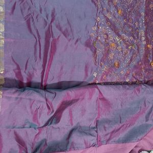 Soft Silk Saree With Embroidery And Sequence Work