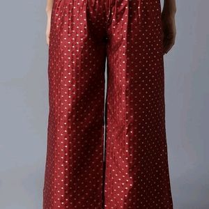 W Brand Dark Red Jacquard Parallel Pants