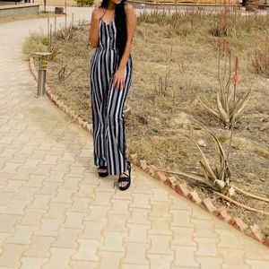 Black Stripped Jump Suit