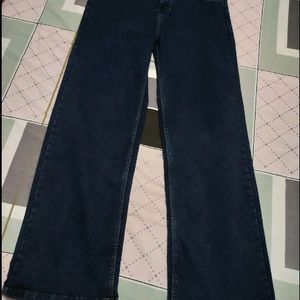 Dark Blue Straight Jeans For Women Girls