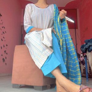 Cotton Kurta And Trouser With Dupatta Sets