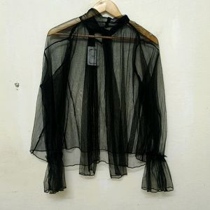 Trendy New Black Sheer Top For Women