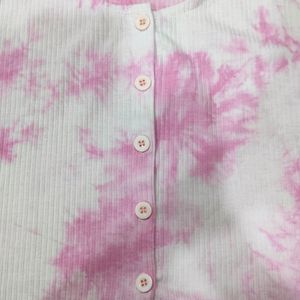 Pink and White  Tie Dye Crop Top