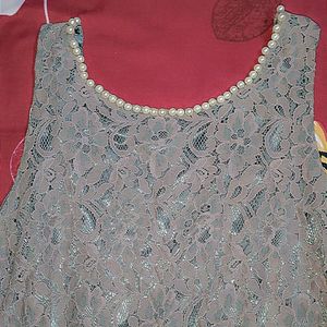 Grey Lace Pearl Dress