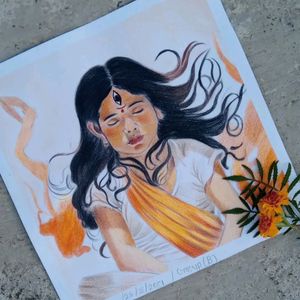 Durga Maa Little Painting Handmade Draw