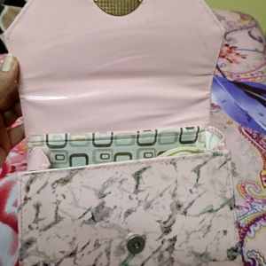 Pink And White Metallic Tie Dye Textured Slingbag